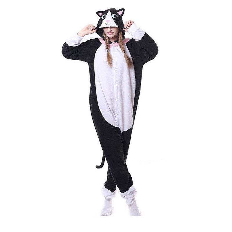 Tuta Intera in Pile Gatto di Mezzanotte per Adulti - Tema Animale di Halloween