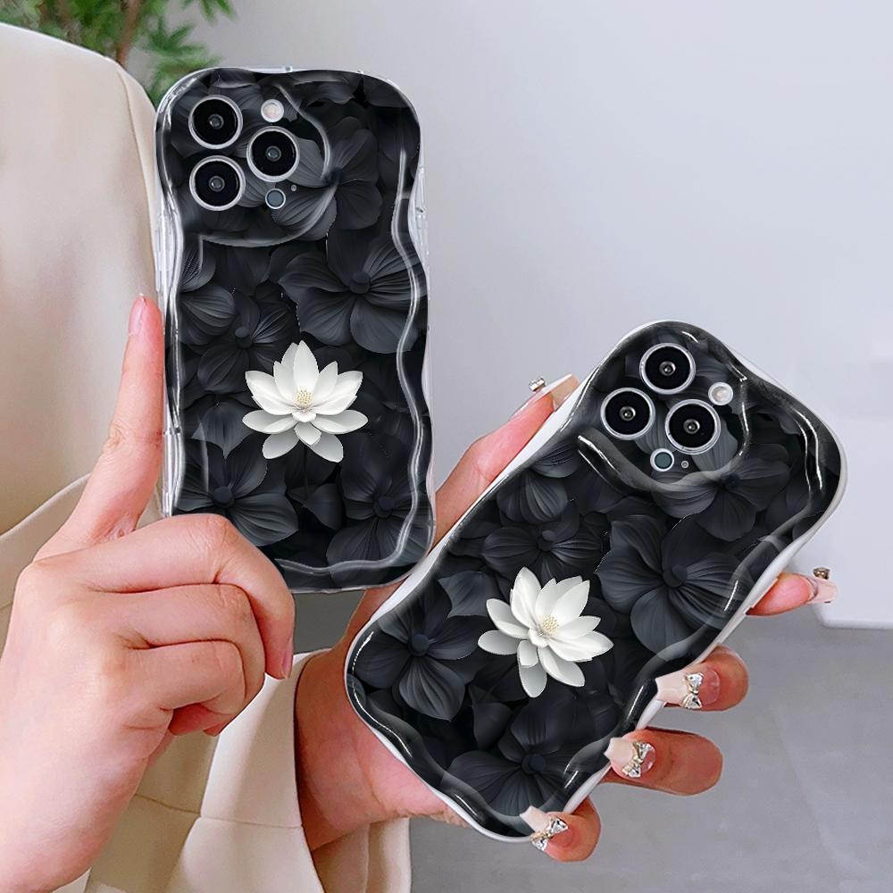 Roztomilý kreslený vzor krémová textura pouzdro vlnitý okraj měkký silikonový kryt pouzdro na telefon pro Xiaomi Redmi