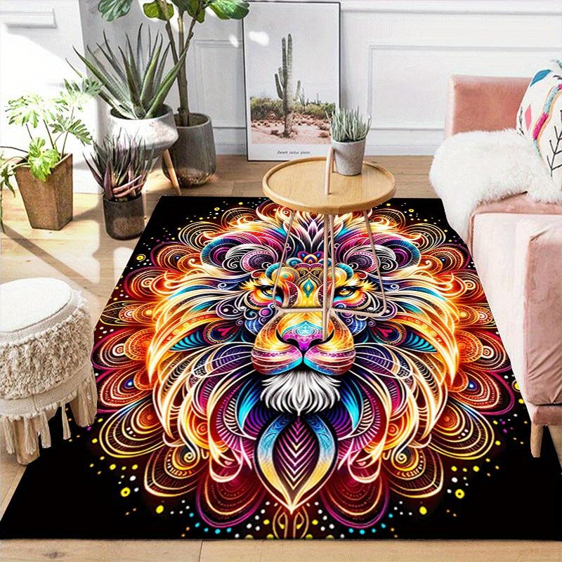1pc Ancient Mysterious Lion Print, Design Indoor Area Rug - Soft, Anti-Slip, and Durable Gaming Room Decor for Bedroom
