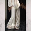 JK&JS Acetate Drapey Straight Wide-Leg Casual Pants