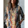 Summer Women's Loose Printed Round Neck Casual Plus Size Women's Long Sleeve T-shirt