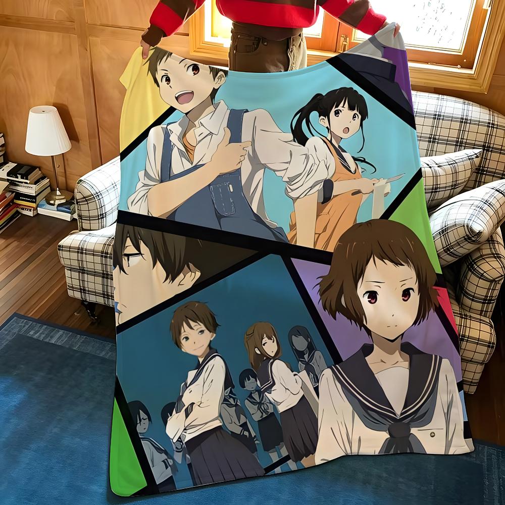 Anime H-Hyouka Throw Flannel Cozy Print Blanket, Portable, Durable Machine Washable Cute Cool