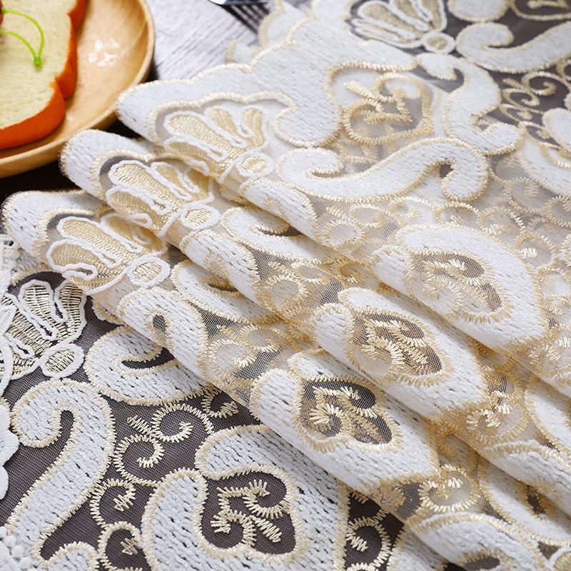 British Fashion Gold Thread Embroidered Table Runner TV Wall Cabinet Piano Cover Cloth Wedding Party Hotel Villa Home Decoration