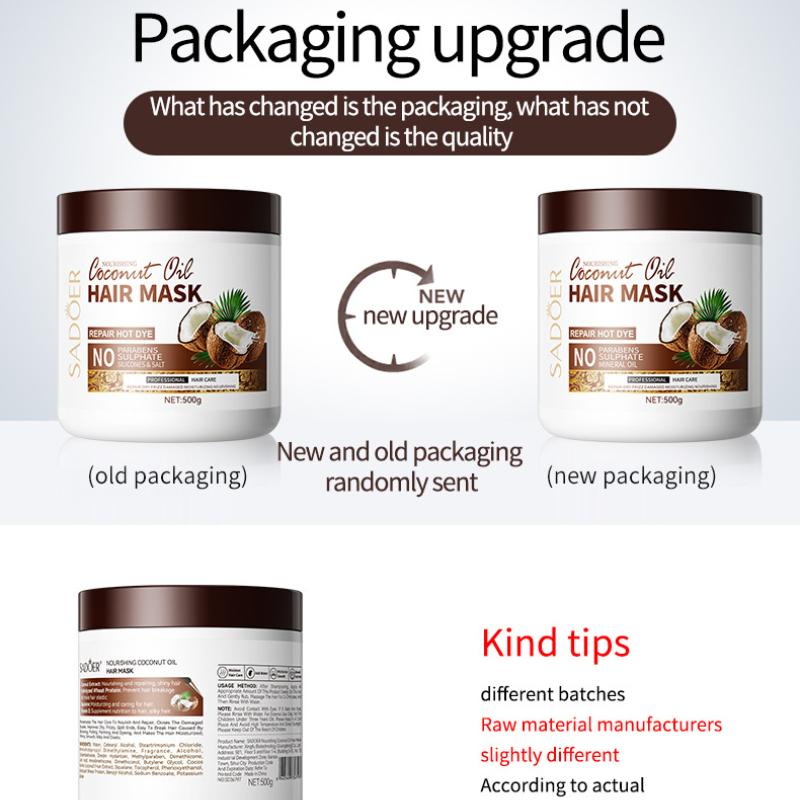 Mască de păr cu nucă de cocos SADOER Îmbunătățește încrețirea și hidratează balsam de mare capacitate
