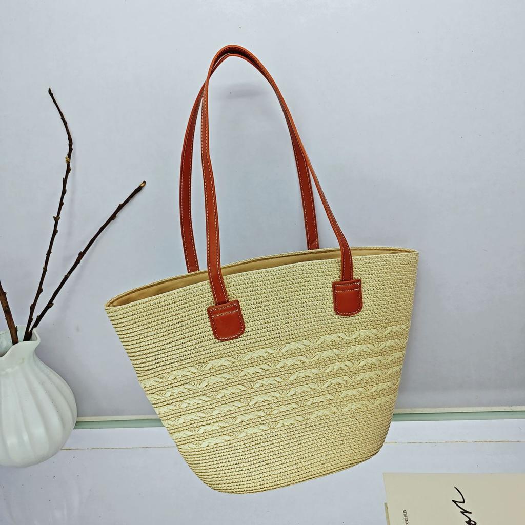 Strohtasche Damen Sommer Rattan Tasche Tragetasche Wind Schulter Strandtasche Nische Literarisch Neu