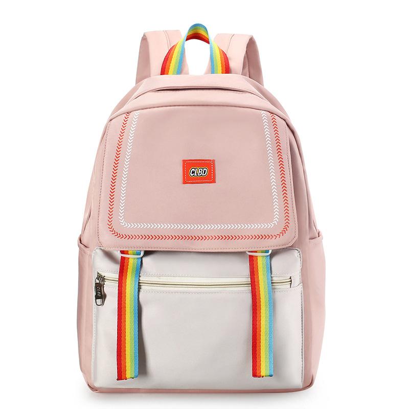 Schoolbag1011 New Korean Version Harajufeng Junior High School Student Schoolbag Large Capacity Contrasting Color Outdoor Backpack Travel Bag Female
