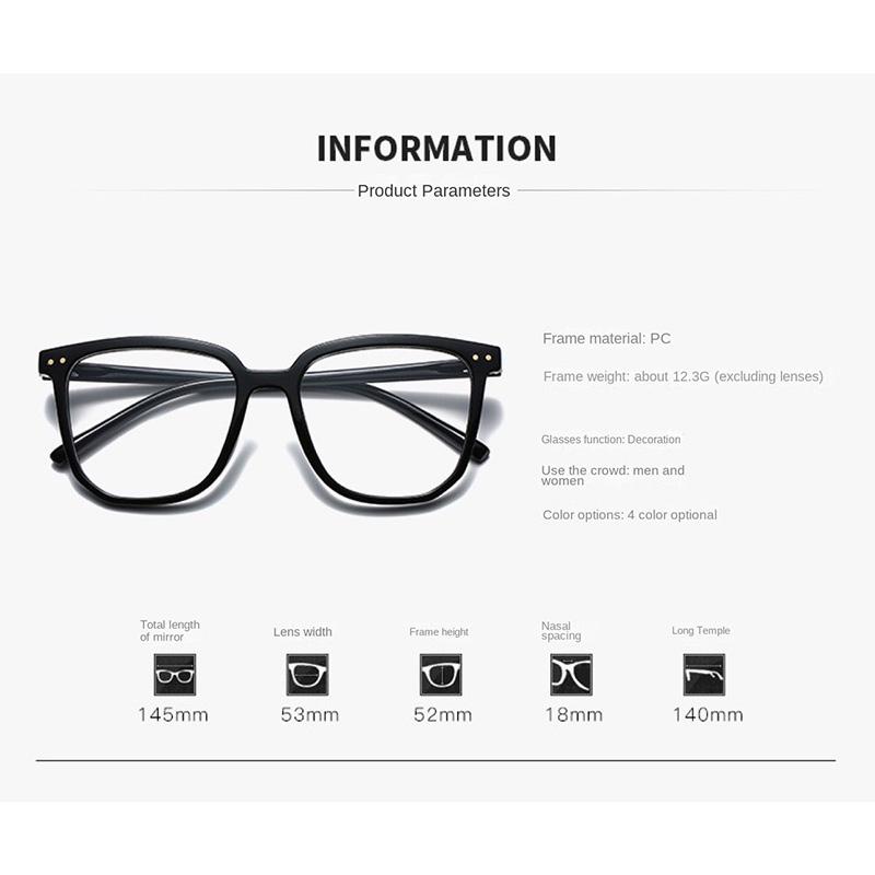 2PCS Anti-blue Light Glasses for Women with Regular Eyeglass Frame Finished Retro Flat Light Frame