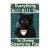 Mfoever Retro Cat Coffee Metal Sign Vintage A Coffee A Day Keeps The Grumpy Away for Home Coffee Shop Bar Wall Decor X Inch