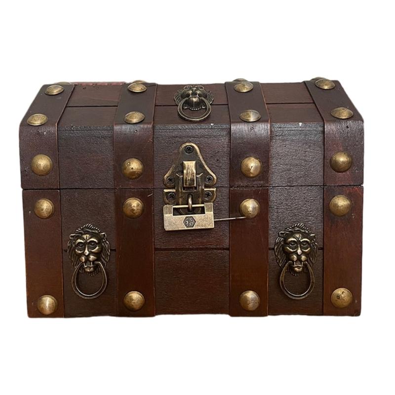 Декоративный деревянный сундук контейнер для хранения ручная работа винтажный ящик для сокровищ с замком и крышкой принадлежности для украшения дома 1990₽