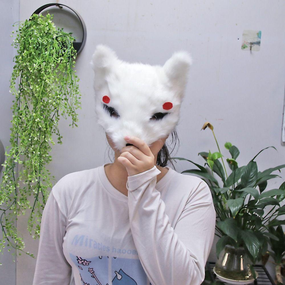 Props Gift Show Costume Anime Cosplay Pros Masquerade Mask Halloween Plush Mask Kabuki Kitsune Mask