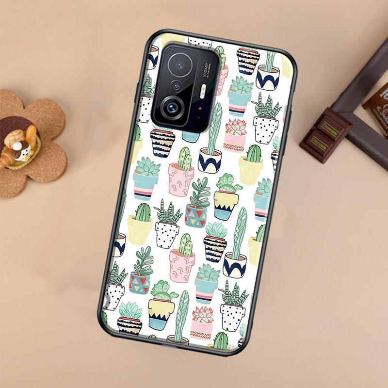 Cute Cactus Potted Plant Case For Xiaomi POCO X7 Pro X3 X5 X6 F3 F5 F6 M6 Pro 11T 12T 13T 14T Pro 13 14 Ultra Cover