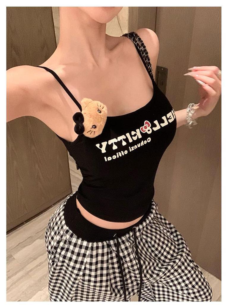 Amerikanisches Retro-Damen-Schlankheits-Süßes Buchstaben-Camisole