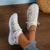 Fashion Fashion Printed Breathable Sneakers Women Thick Bottom Knitted Walking Shoes Woman Hollow Out Slip On Sports Shoes Female 35-43