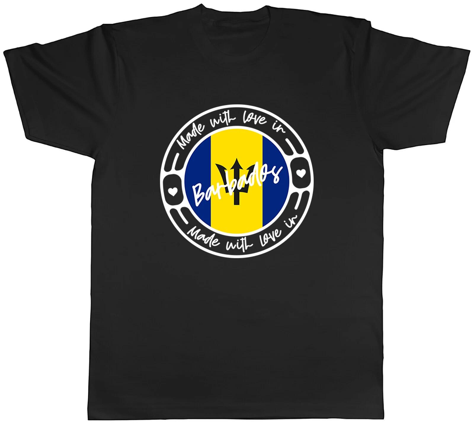 Made With Love In Barbados Country Mens Unisex T-Shirt Tee Gift XS