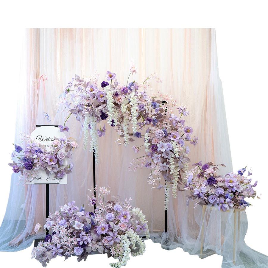 Purple Themed Wedding Arch Decoration: European Style Artificial Floral Art