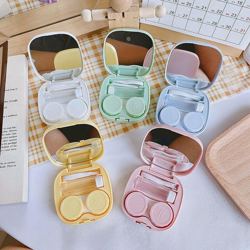 Weiß, rosa, gelb, für Brillen, Kosmetik, Kontaktlinsen, Box, Kontaktlinsen-Etui für Augen, Reiseset, Halter, Behälter, Reisezubehör