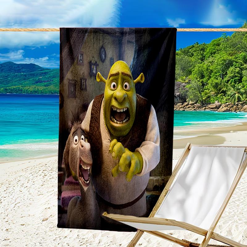 Ultra-weiches Strandtuch mit Shrek-Thema, ideal für Pool - Camping, Tauchen - Perfekter Reisebegleiter, Lebendiges Strandtuch.