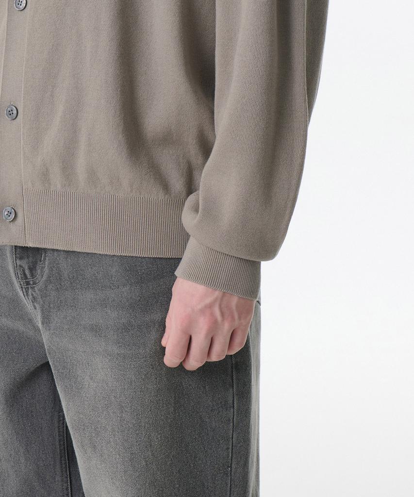 Musinsa Standard Cotton Tencel Essential Round Neck Cardigan [Taupe]