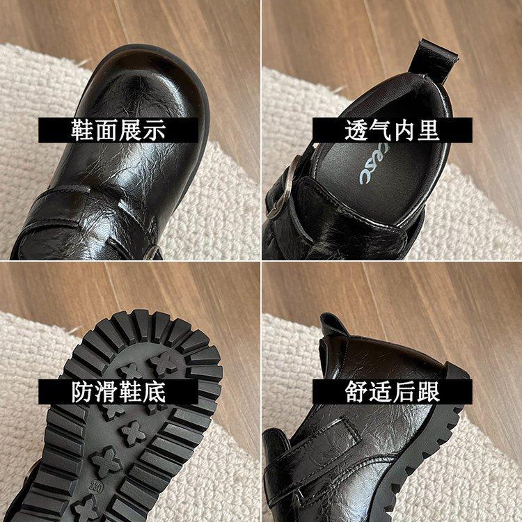 [Ushilai] British Style Big Head Small Leather Shoes Women's Spring 2025 New Fashion Temperament Versatile Loafers