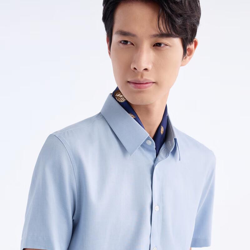 Joeone Men's DP Non-Iron Tencel Linen Short Sleeve Formal Shirt