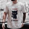 Men's Street Wear Cat Lover Funny Coffee Because Murder Print T-shirt Short Sleeve O-neck Streetwear Summer T Shirts Men