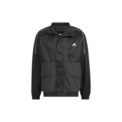 Adidas Logo Print Loose Long Sleeve Jacket Unisex Outerwear Black IK7326