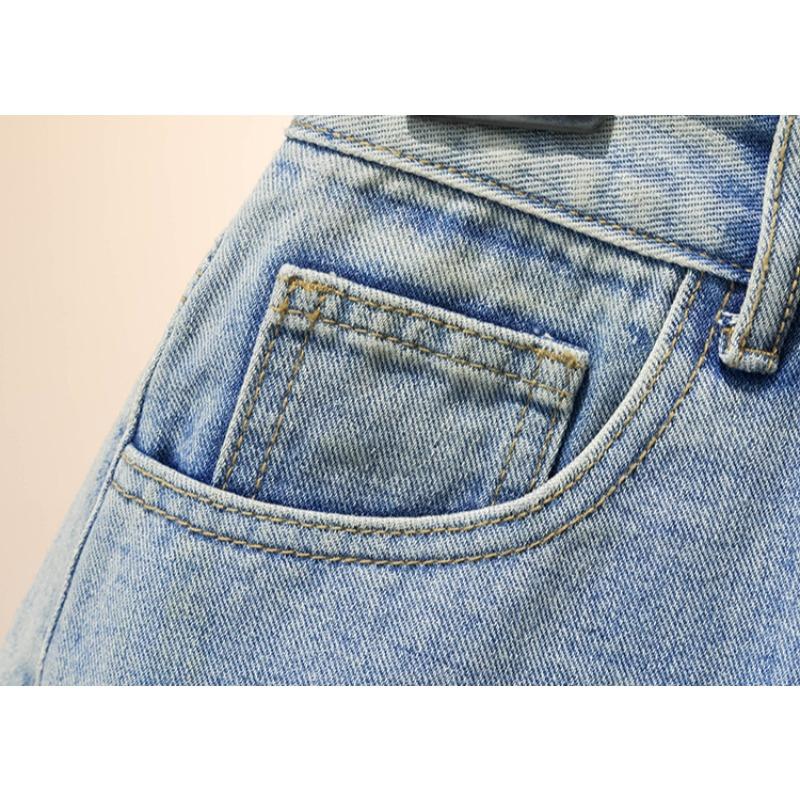 DIMANAF Summer 2025 Plus Size Shorts Jeans Women Basic Pants Loose Casual Female Blue Trousers Pants 5XL