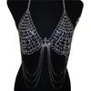 Exaggerated Rhinestone Sling Bra Chain Fringed Belly Dance Waist Chain Sexy Flash Diamond Thong Body Chain Set