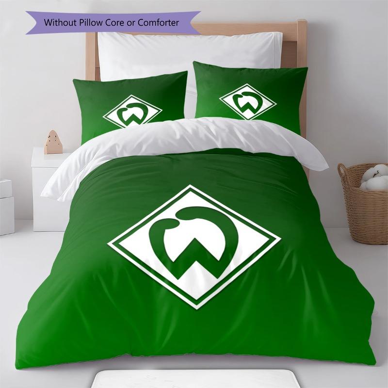 Werder Bremen Green Logo 3Pcs Bedding Set, Duvet Cover with 2 Pillowcases, Football Club Bed Linens, No Comforter No Pillow Core