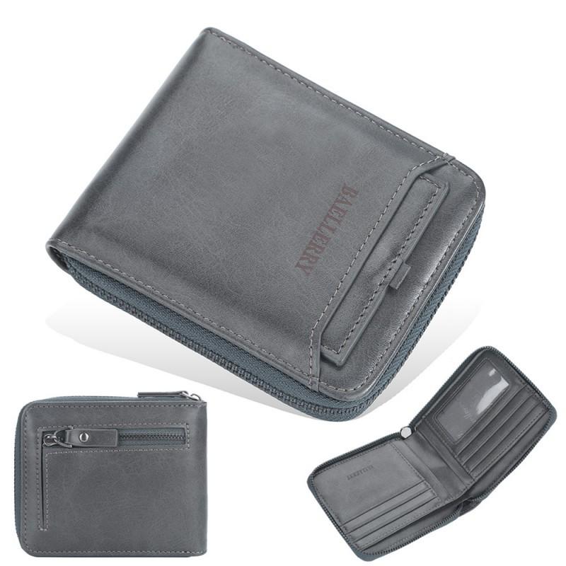 Wallet Men's Short Retro Multi Slot Zipper Youth Driver's License Bag