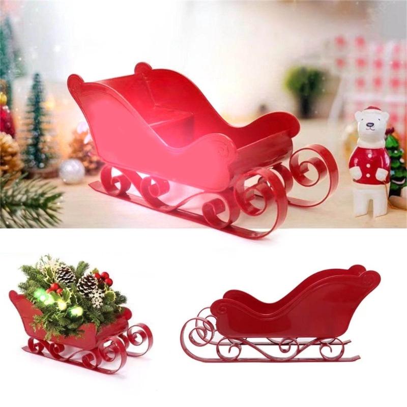 Mini Sled Ornament Candy Dish Santa Christmas Sleigh Decoration Table Centerpiece XmasSled Ornament Sleigh Basket