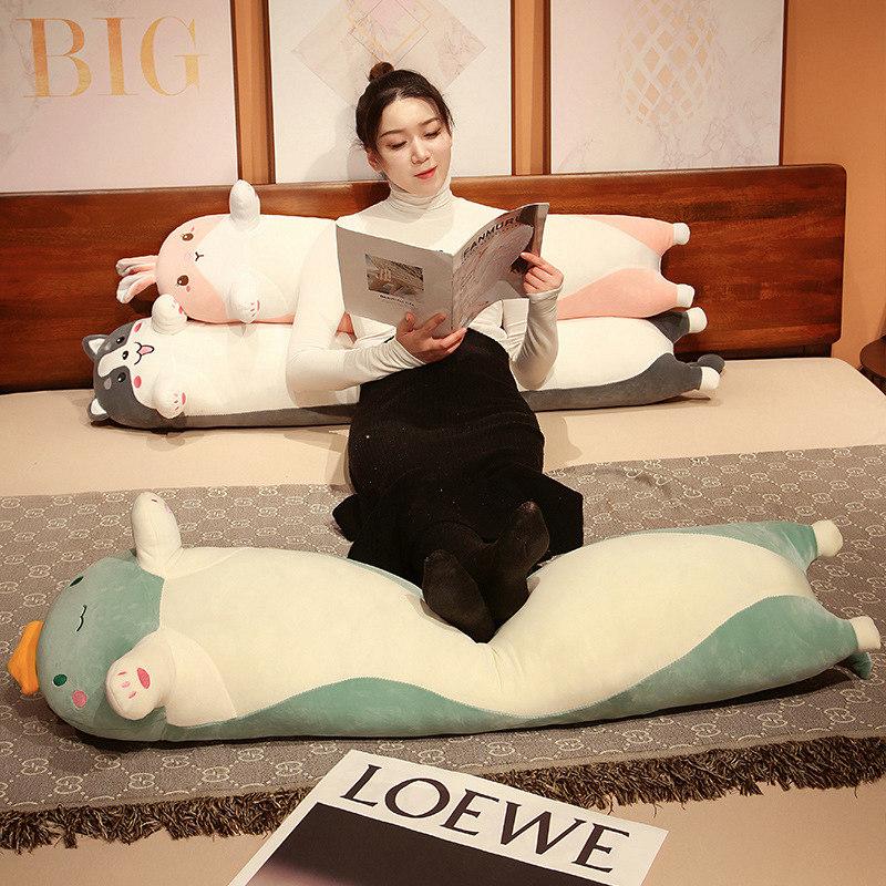 Cartoon Animal Plush Toys Soft Long Sleep Pillow Dinosaur Cat Rabbit Husky Stuffed Doll Cushion Gift for Kids
