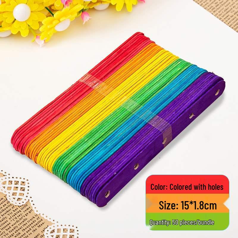 Colored Wooden Popsicle Sticks for DIY Crafts - Ideal for Kindergarten Projects and Handmade Creations.