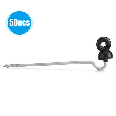 50Pcs Black Field Guardian Wood Post Screw In Fencing Ring Insulator
