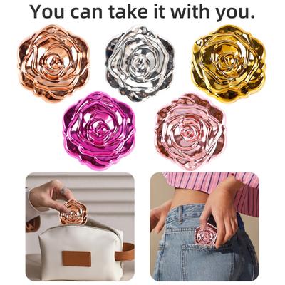 Galvanoplastia Rosa Espelho Dupla Face Portátil Viagem Mini Dobrável Espelho de Maquilhagem Mulheres Meninas Vintage de Bolso de Mão Espelho de Vaidade