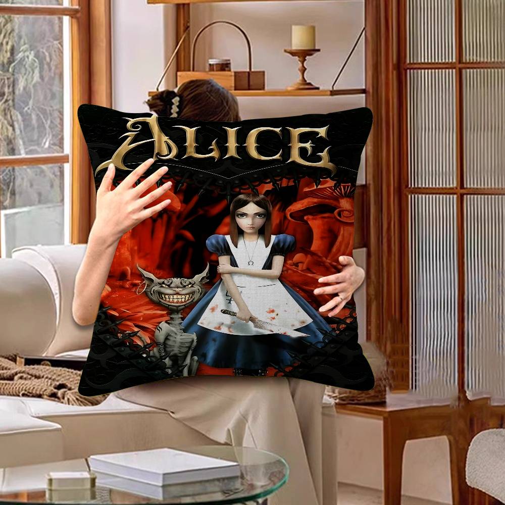 A-Alice M-Madness R-Returns Classic Cushion Cover Car Throw Pillow Case For Sofa Car Christmas Gift 40X40Cm 45X45Cm