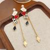 Fashionable Creative Earrings With Spades And Red Peach Pendant Earrings
