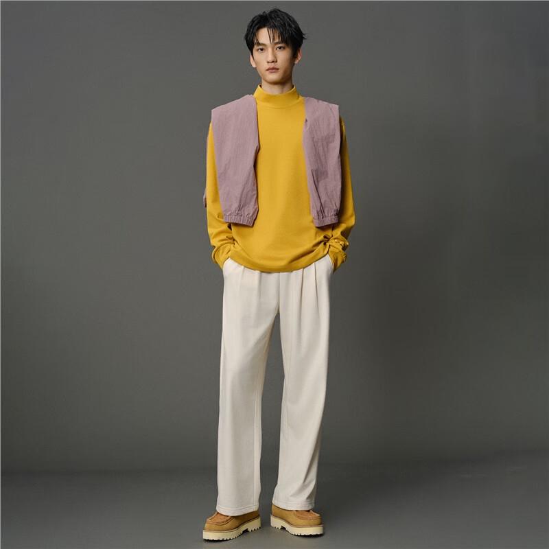 Giordano Concepts Men's Embroidered Mock Neck Long Sleeve T-Shirt