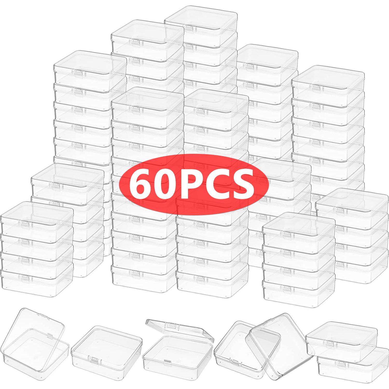 

60PCS Small Boxes Square Transparent Plastic Jewelry Storage Case Finishing Container Packaging Storage Box for Earrings Rings 60PCS
