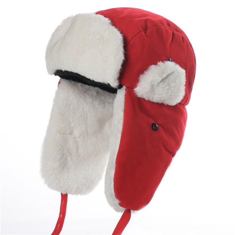 Winter Fleece Lined Russian-Style Trooper Hat With Ear Flaps Windproof Warm Outdoor Cap Men Women