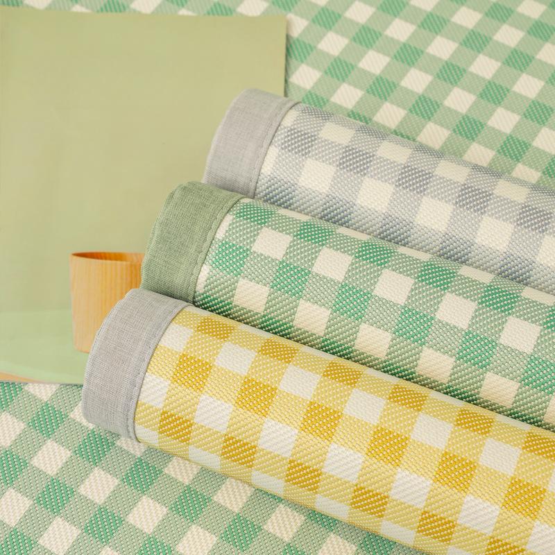 Fresh Plaid Summer Ice Silk Rattan Sofa Seat Cushion for Summer Summer Universal Non-Slip Cover Cloth