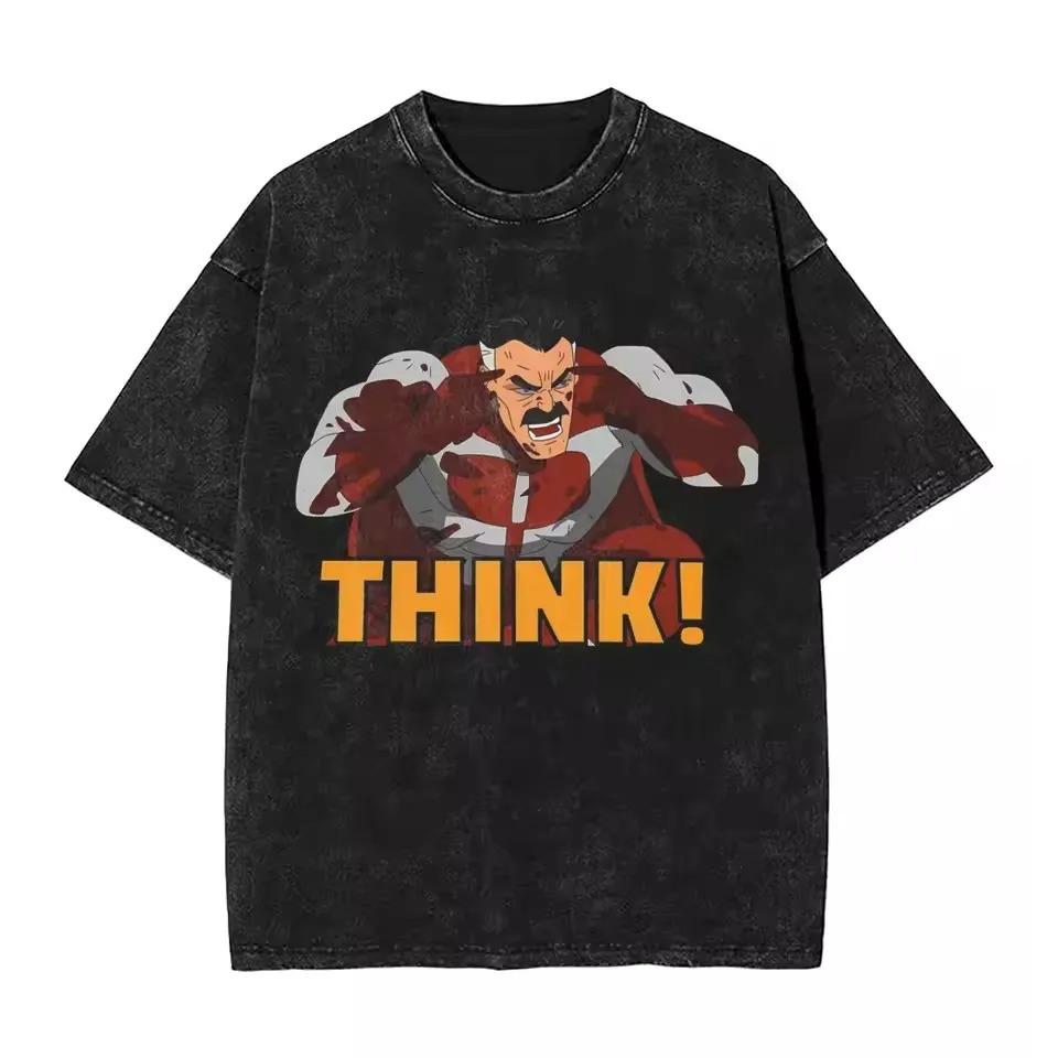 Retro Invincible Cartoon Comic Washed New Arrival Mens Women Clothes Tee Shirt Homme Graphic T-Shirts Men Women Tshirt for Men Women Ropa