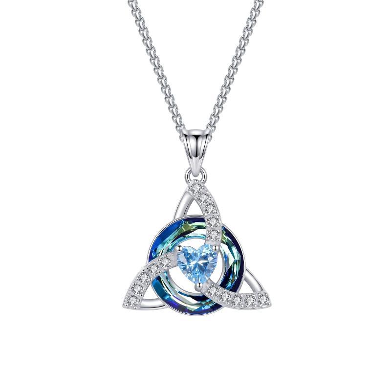 12 Birthstone Knot Necklace Colorful Crystal Trinity Knot Triquetra Pendant For Women Irish Jewelry