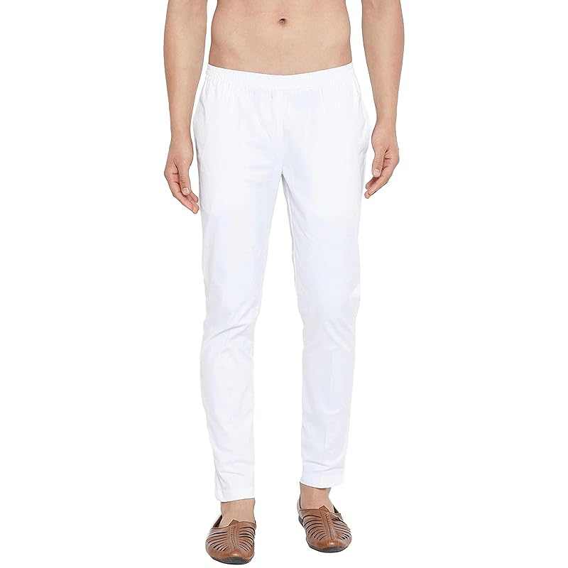 See Designs White Cotton Regular Fit Pyjamas N Elasticated Waistband_SDPJ100L