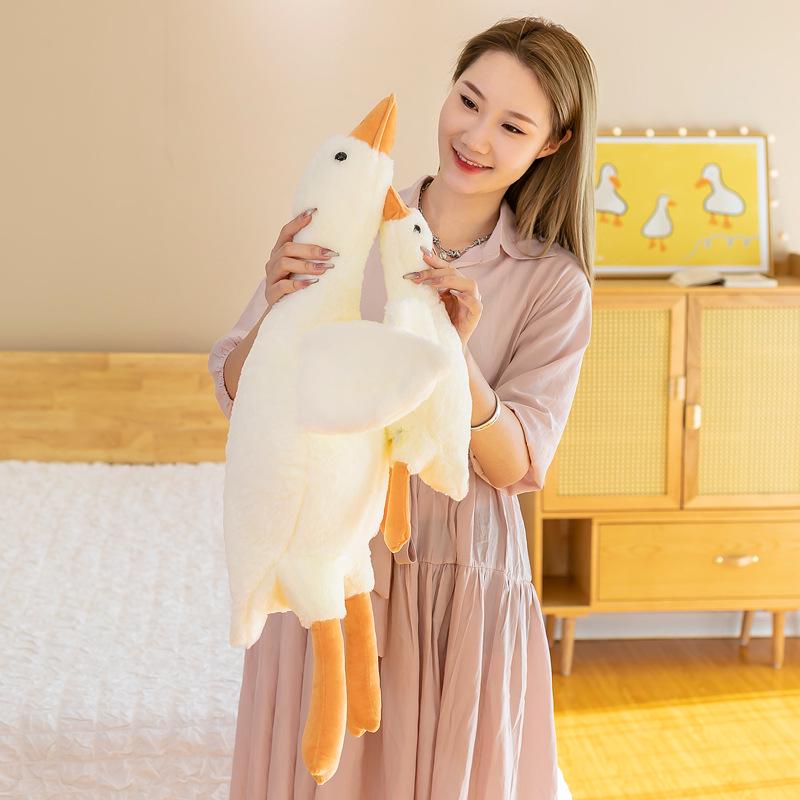 Large White Goose Plush Pillow - Cute Sleeping Doll and Birthday Gift for Girls