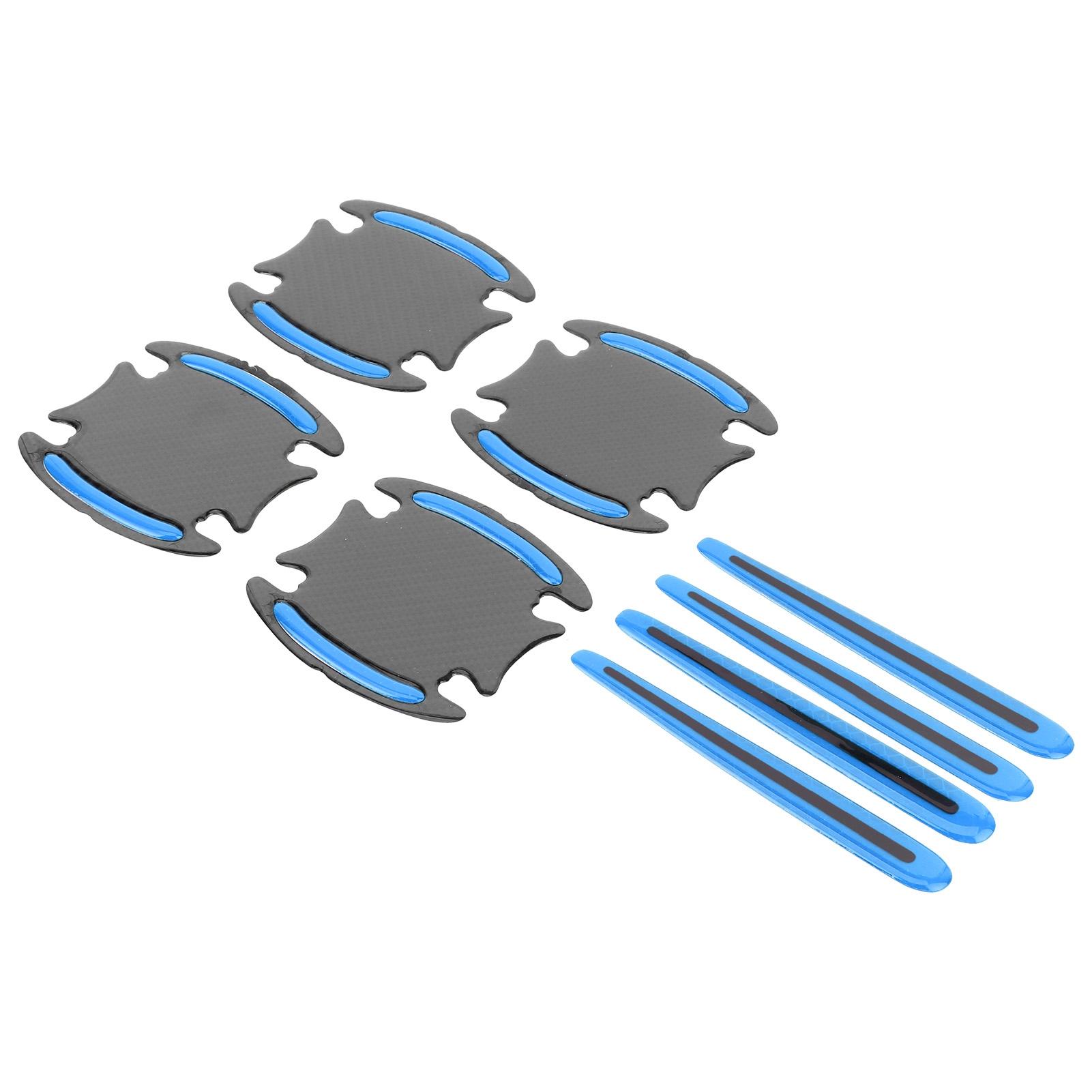 

4 шт. Светоотражающая наклейка на автомобиль, Наружная накладка на ручку двери, Предупреждающие полосы для безопасности вождения, Зеленый синий