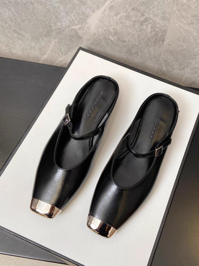 Silver bag head half slippers women's summer wear 2025 new French single shoes with skirt super beautiful sandals fashion shoes