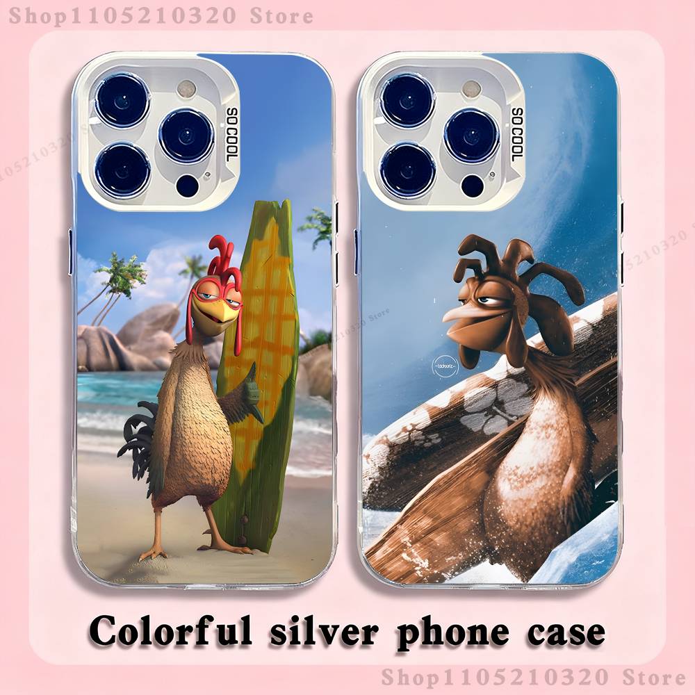 Chicken J-Joe Surf Phone Case For iPhone 17,16,15,14,13,12,11,Pro,Max,Plus,E,Air,Mini White Tpu Cover