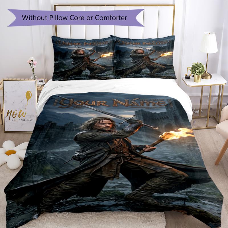 Lord Rings Personalized Text Custom Bedding Design for Study Room Machine Washable Bedroom Decor Gift for Festivals
