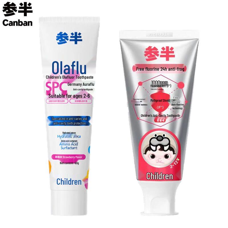 Canban Kids Dual-Fluoride Toothpaste (Strawberry, 2-Pack)